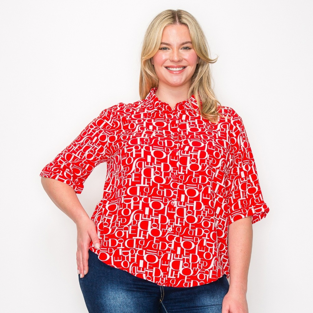 B-10003-9，Print top，Plus Size ，Curve Size，Brand new